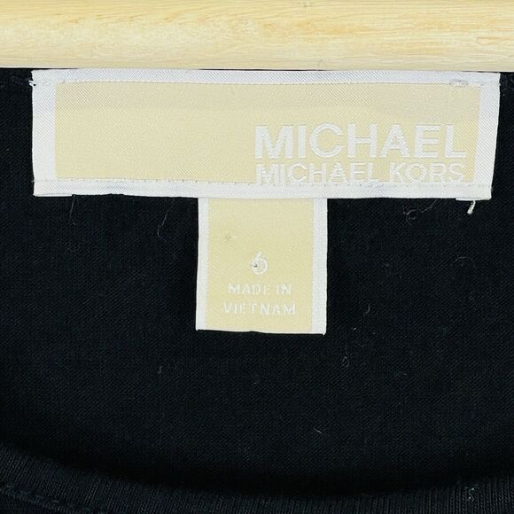 Michael Kors Black Sheer Chiffon Lined Long Sleeve Roll Tab Top Shirt Womens 6 - Picture 5 of 6